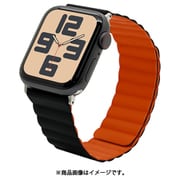 Apple Watch 38/40/41/Series10 42mm用 マグネットシリコンバンド ブラック オレンジ RBLAWM4007BKOR