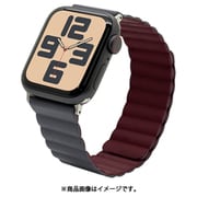 Apple Watch 38/40/41/Series10 42mm用 マグネットシリコンバンド グレー ワインレッド RBLAWM4007GRYRD