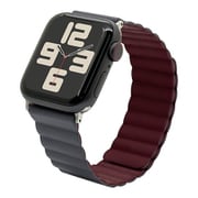 Apple Watch 44/45/46/49mm用 マグネットシリコンバンド グレー ワインレッド RBLAWM4407GRYRD