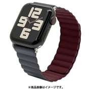 Apple Watch 44/45/46/49mm用 マグネットシリコンバンド グレー ワインレッド RBLAWM4407GRYRD