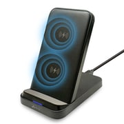 スタンド型 ワイヤレス充電器 急速充電 Wコイル 縦置き横置き充電可能 ブラック AWJ-PD12 BK
