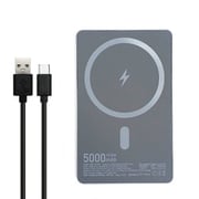 マグネット式 ワイヤレスモバイルバッテリー 5000mAh 薄型 ガンメタ MBM-5000S GM