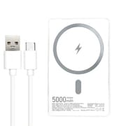 マグネット式 ワイヤレスモバイルバッテリー 5000mAh 薄型 ホワイト MBM-5000S WH