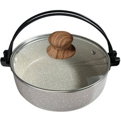 すきやき鍋 20cm IH対応 ガラス蓋付き ナチュルストーン すき鍋