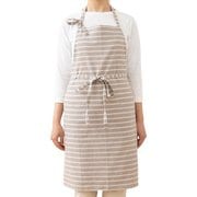 エプロン atelier Nuuit 綿麻ボーダーエプロン グレー 330011-4