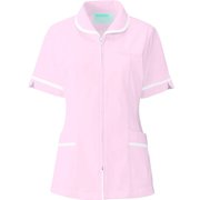 レディスジャケット半袖 M ピンク×ホワイト 101-24