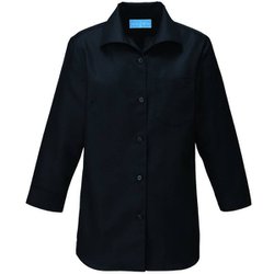 レディスシャツ七分袖 L ブラック 627-05