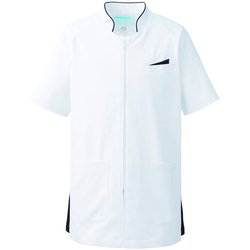 メンズジャケット半袖 LL ホワイト×ネイビー 053-28