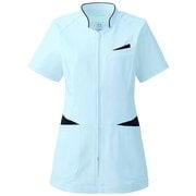 レディスジャケット半袖 3L サックス×ネイビー 054-21