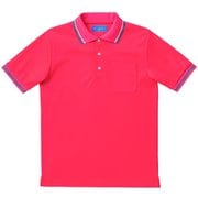 ライン入りポロシャツ M オレンジレッド 236-04