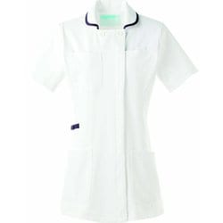 レディスジャケット半袖 6L ホワイト×ネイビー 980-18