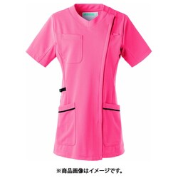 レディススクラブジャケット半袖 M オレンジ×ネイビー 981-44