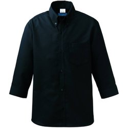 メンズシャツ七分袖 M ブラック 614-05