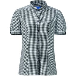 パフスリーブブラウス M ホワイト×クロギンガム 619-25