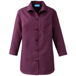 レディスシャツ七分袖 S ワイン 627-18
