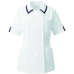 レディスジャケット半袖 7号 ホワイト×ネイビー YW132-1