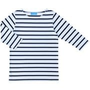 ボーダーTシャツ七分袖 S ホワイト×ネイビー HM25-40