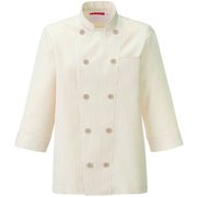 コックシャツ L ベージュストライプ 681-32