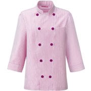 コックシャツ L ワインストライプ 681-38