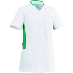 レディススクラブ M ホワイト×グリーン 039-22