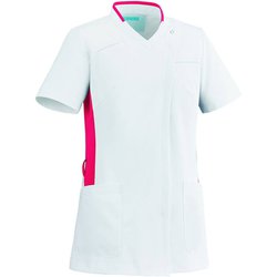 レディススクラブ 4L ホワイト×ピンク 039-23