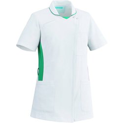 レディススクラブ L ホワイト×グリーン 058-22