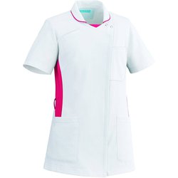 レディススクラブ LL ホワイト×ピンク 058-23