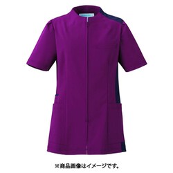 レディスジャケット 半袖 L ワイン×ネイビー 764-45