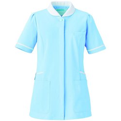 レディスジャケット 半袖 M サックス×ホワイト 776-21