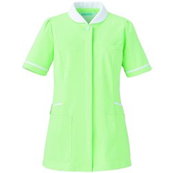 レディスジャケット 半袖 3L グリーン×ホワイト 776-22