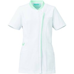 レディスジャケット 半袖 M ホワイト×ミントグリーン 778-22