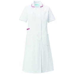 ワンピース半袖 M ホワイト×ピンク 990-13