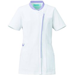 レディスジャケット 半袖 4L ホワイト×ラベンダー 778-24