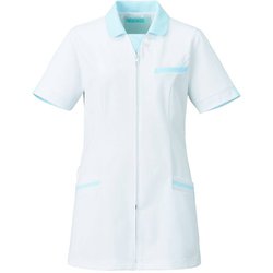 レディスジャケット 半袖 4L ホワイト×サックス 779-21