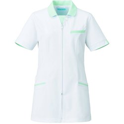 レディスジャケット 半袖 3L ホワイト×ミントグリーン 779-22