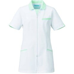 レディスジャケット 半袖 4L ホワイト×ミントグリーン 779-22