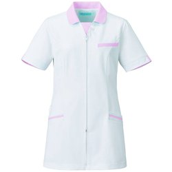 レディスジャケット 半袖 M ホワイト×ピンク 779-23