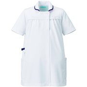 マタニティジャケット 半袖 L ホワイト×ネイビー 994-18