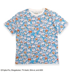 22863304 ドラえもん Tシャツ ぎっしり総柄 TURQUOISE 3L
