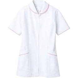 ナースジャケット（半袖） 4L 白/ピンク 73-1542