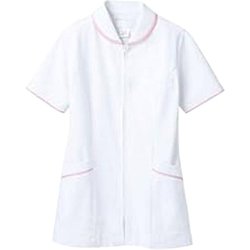 ナースジャケット（半袖） 5L 白/ピンク 73-1542