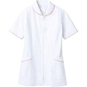 ナースジャケット(半袖) 8L 白/ピンク 73-1542