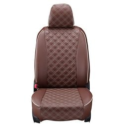 シートカバー 全席セット デリカD：5 キルト ブラウン×アイボリーステッチ 15EMC0775N