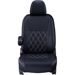 シートカバー 全席セット ハイエースワゴン ダイヤ ブラック×ホワイトステッチ 16ETB1170K