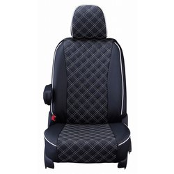 シートカバー 全席セット プリウス/メビウス キルト ブラック×ホワイトステッチ 15ETB1130K