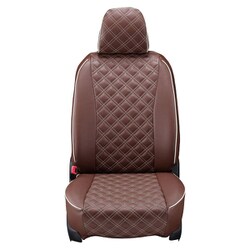 シートカバー 全席セット ハイラックス キルト ブラウン×アイボリーステッチ 15ETB1202N