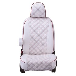 シートカバー 全席セット ハイラックス キルト ホワイト×レッドステッチ 15ETB1202W