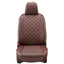 シートカバー 全席セット フィット/フィット ハイブリッド キルト ブラウン×アイボリーステッチ 15EHB2001N