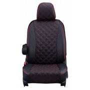 シートカバー 全席セット プリウスα キルト ブラック×レッドステッチ 15ETC1600D