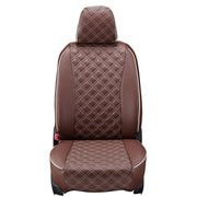 シートカバー 全席セット デリカD:5 キルト ブラウン×アイボリーステッチ 15EMC0777N